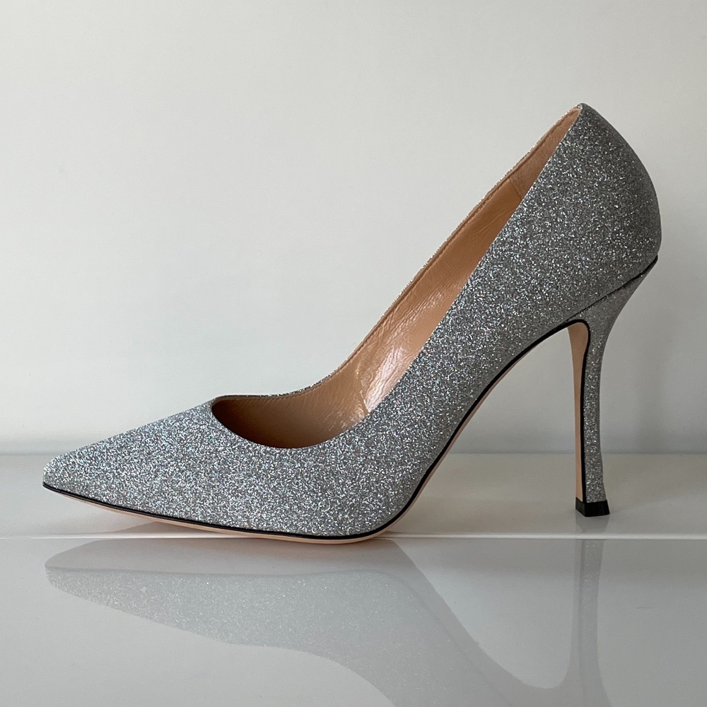Sergio Rossi Silver Glitter Pumps